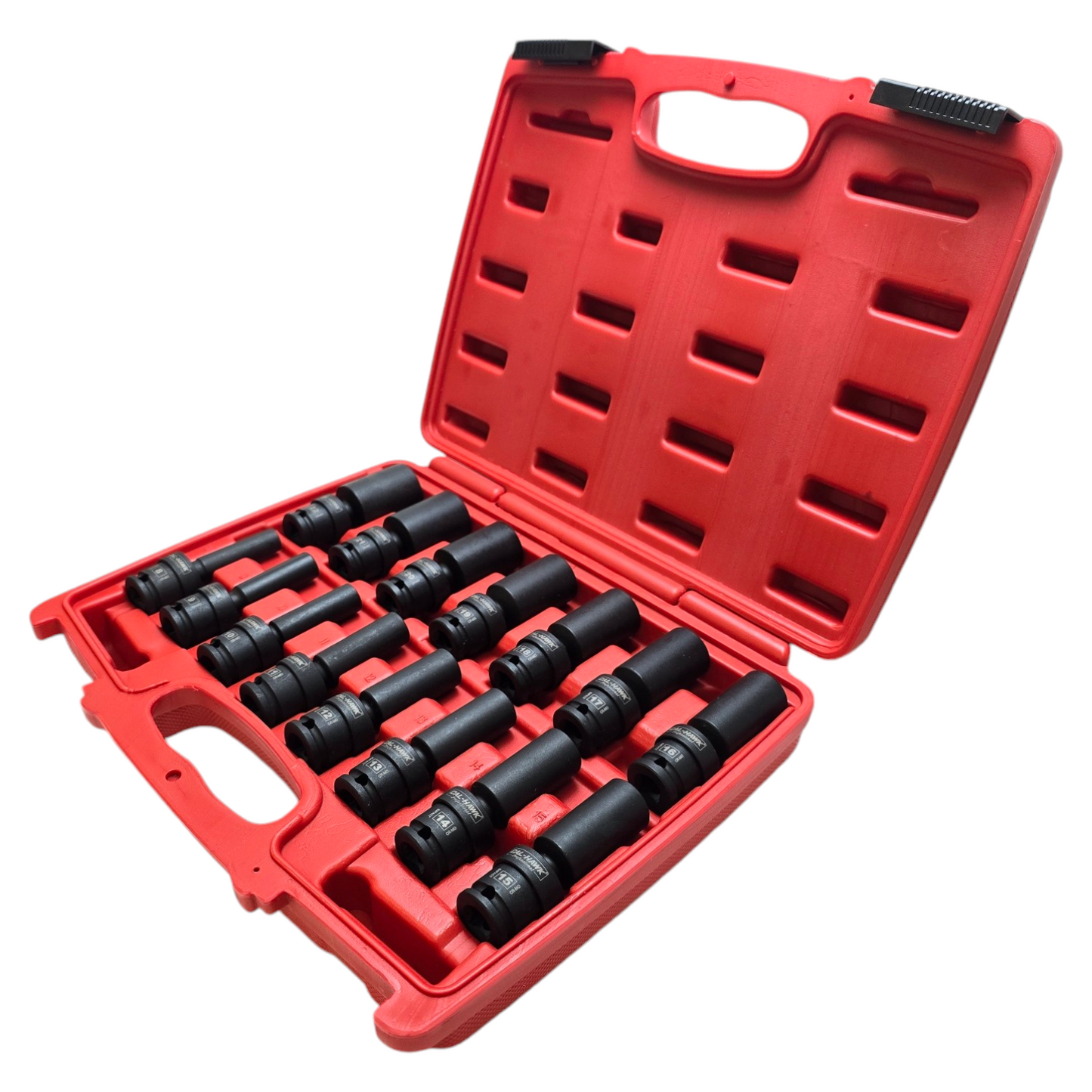 15PC 3/8"DR.Universal Swivel Deep Impact Socket Set(METRIC)PRO Radius 8-22mm Set