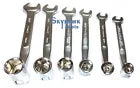 6pc Flex Flexible Head Double Ended Socket Spanner & Open Wrench Set SAE New