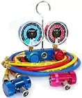 A/C HVAC R1234YF Aluminum Manifold Gauge With Hoses Tests and Charges Set