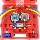 A/C HVAC R1234YF Aluminum Manifold Gauge With Hoses Tests and Charges Set