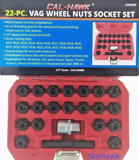 22-Pc Vag Wheel Nuts Socket Set