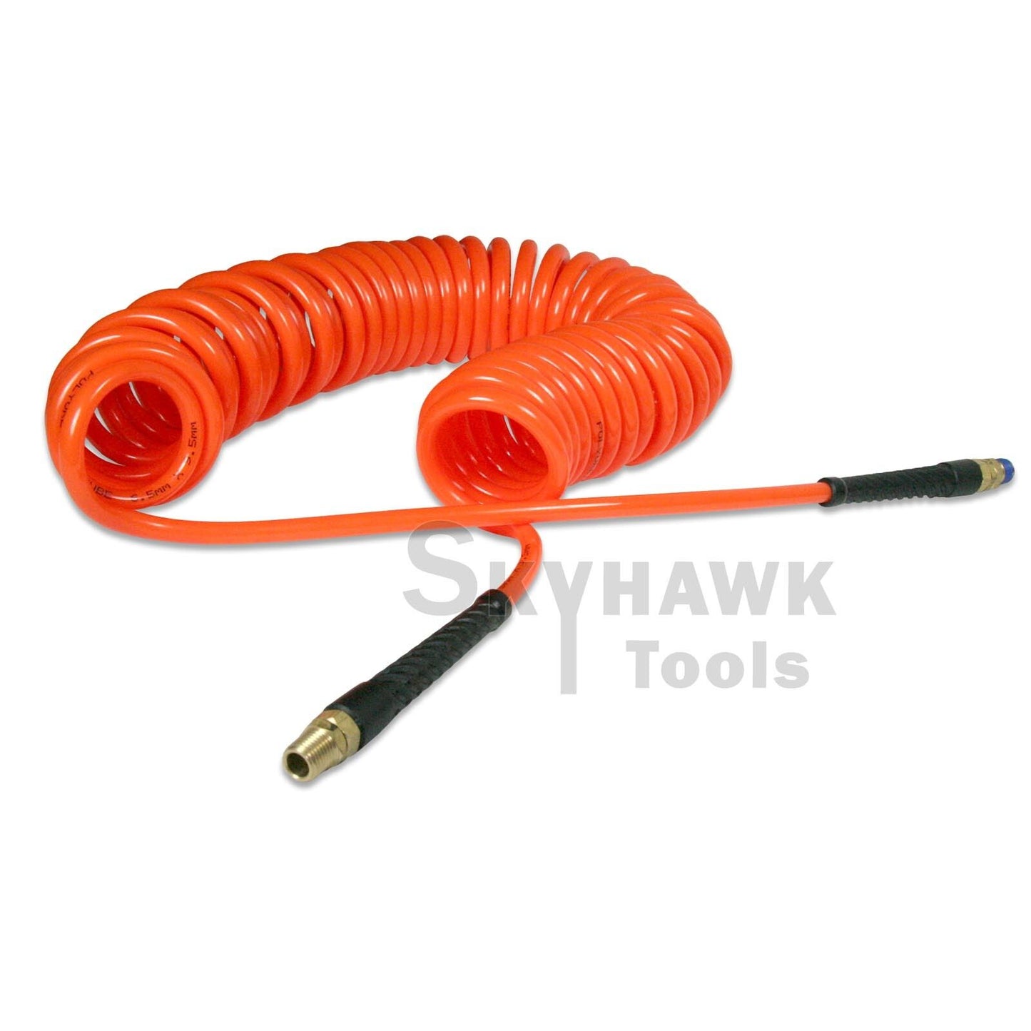 1/4" x 30 foot POLYURETHANE RE COIL AIR HOSE male SWIVEL Fittings ORANGE recoil