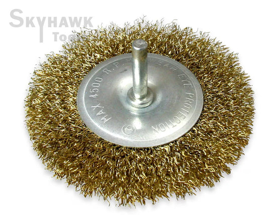 4" Wire Wheel Brush Brass Coarse Crimped With ¼” Shank