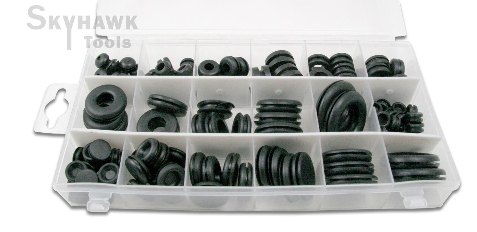 Cal-Hawk AZGA125 Rubber Grommet Assortment Set, Black - skyhawktools