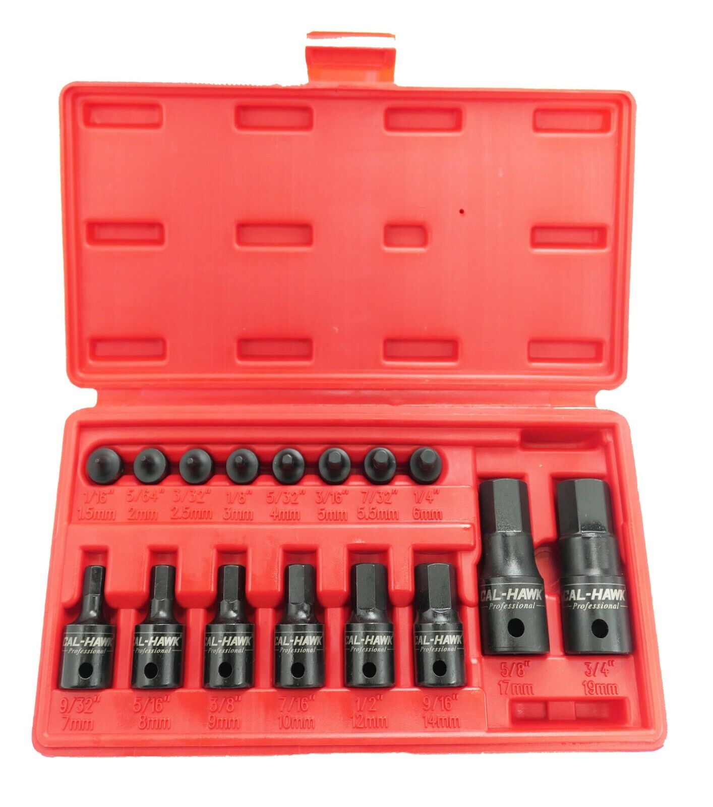 1/4 Inch / 3/8 Inch / 1/2 Inch Drive Hex Bit Impact Socket Set (16-Piece - Metric) - skyhawktools