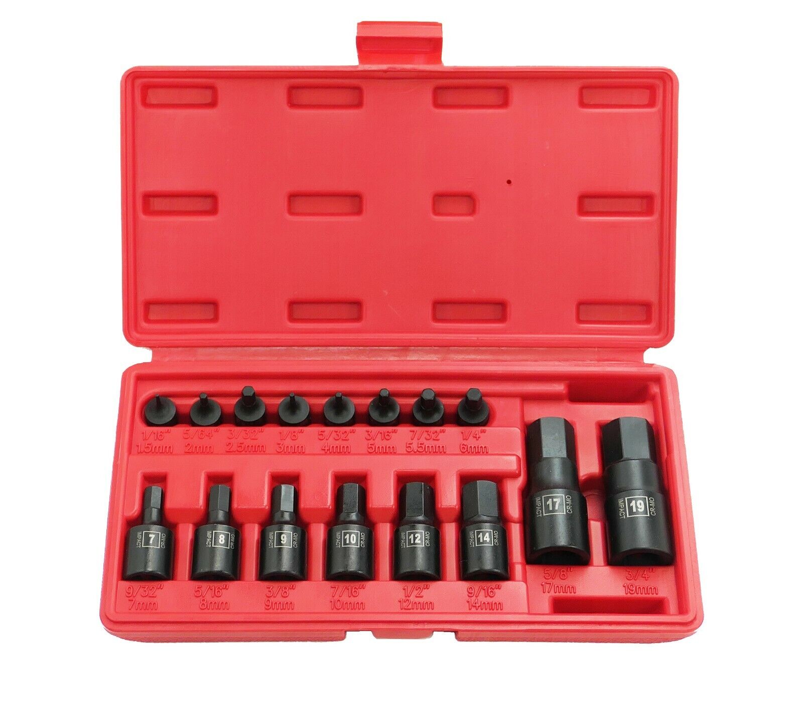 1/4 Inch / 3/8 Inch / 1/2 Inch Drive Hex Bit Impact Socket Set (16-Piece - Metric) - skyhawktools