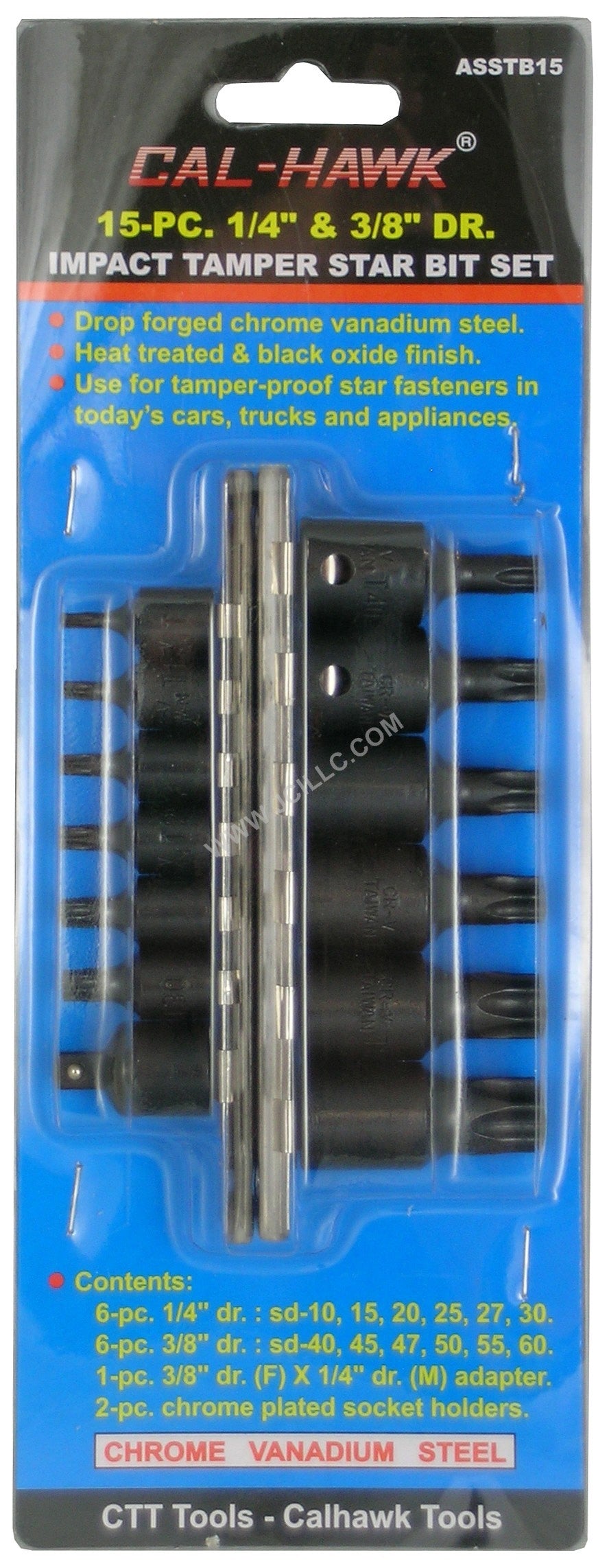 1/4 Inch / 3/8 Inch Tamper-Resistant Star Impact Bit Socket Set (15-Piece)