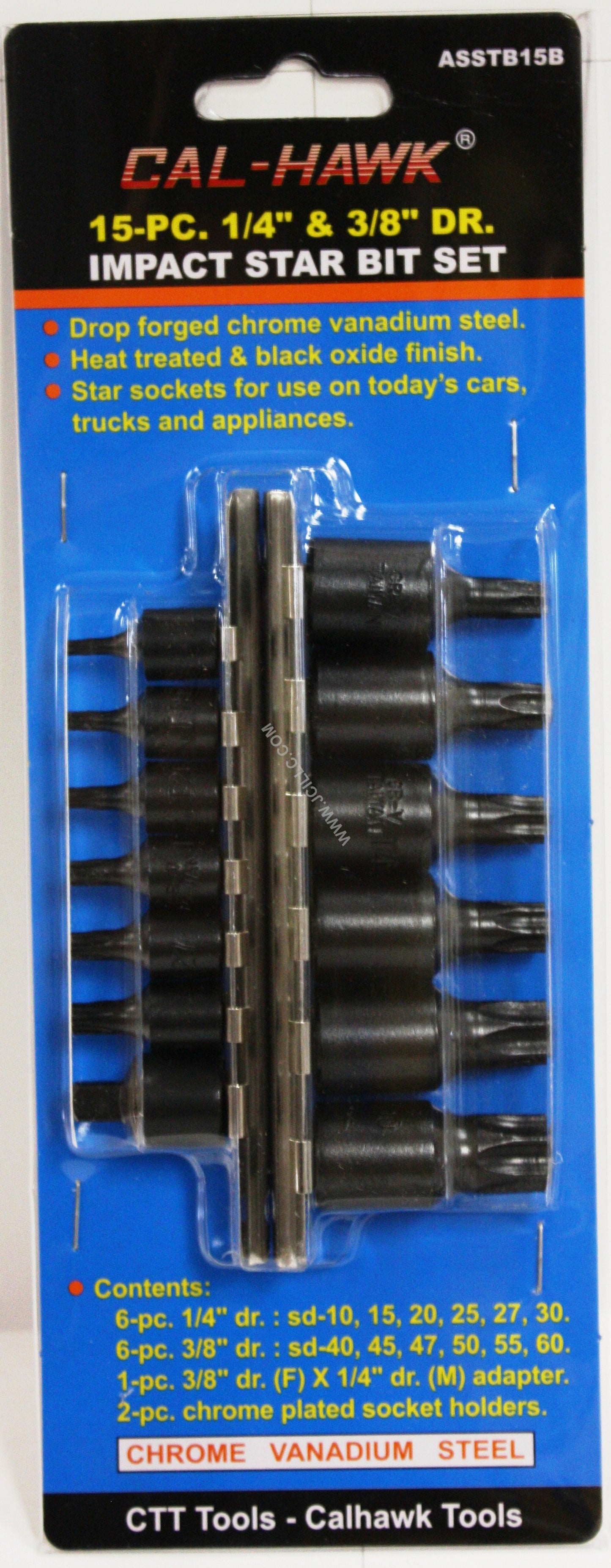 1/4 Inch / 3/8 Inch Star Impact Bit Socket Set (15-Piece)