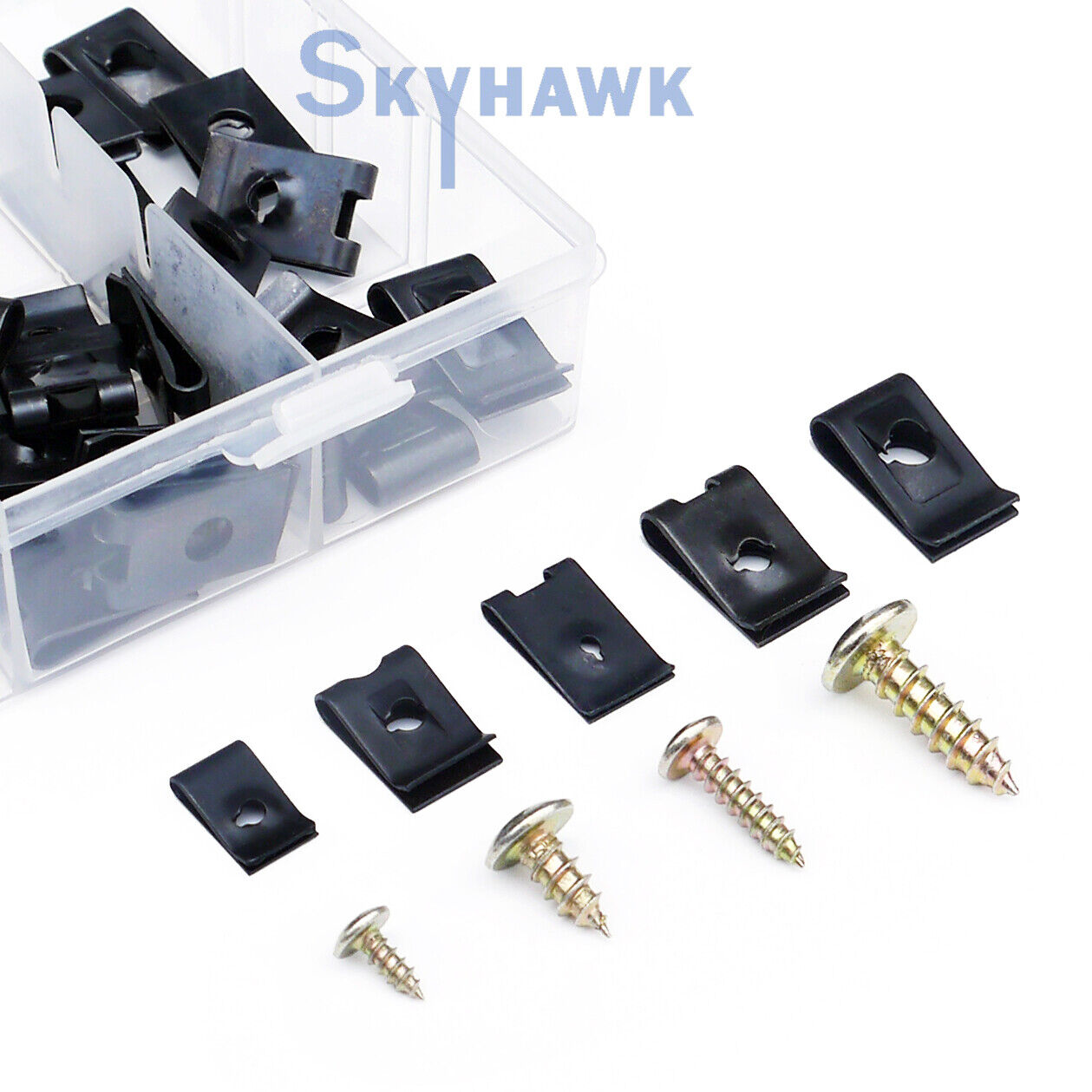 Cal-Hawk CZPC170 Auto Car Clip & Screw Kit for Dash Door Panel Interior SAE, Black - skyhawktools