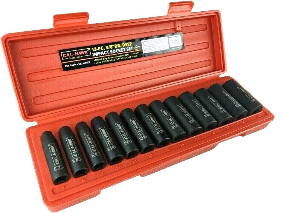 3/8 Inch Drive Deep Impact Socket Set (13-Piece - Metric) - skyhawktools