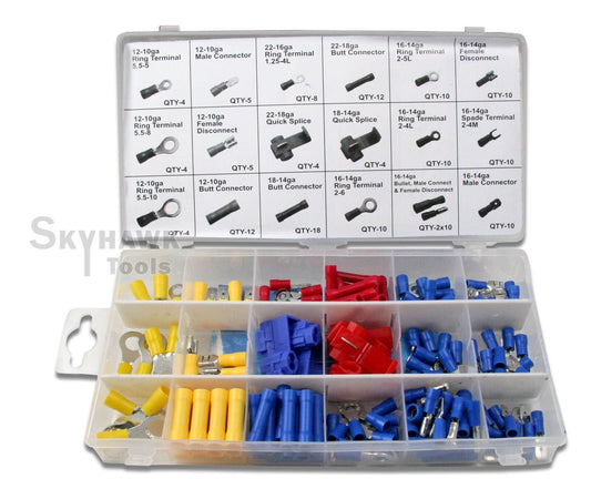 160pc Terminal Set Wire Connector Kit Color Coded Crimping Male & Female - skyhawktools