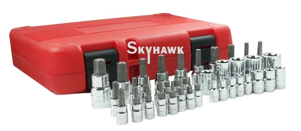 1/4 Inch / 3/8 Inch / 1/2 Inch Drive Tamper-Resistant / Star Bit Socket Set (38-Piece)