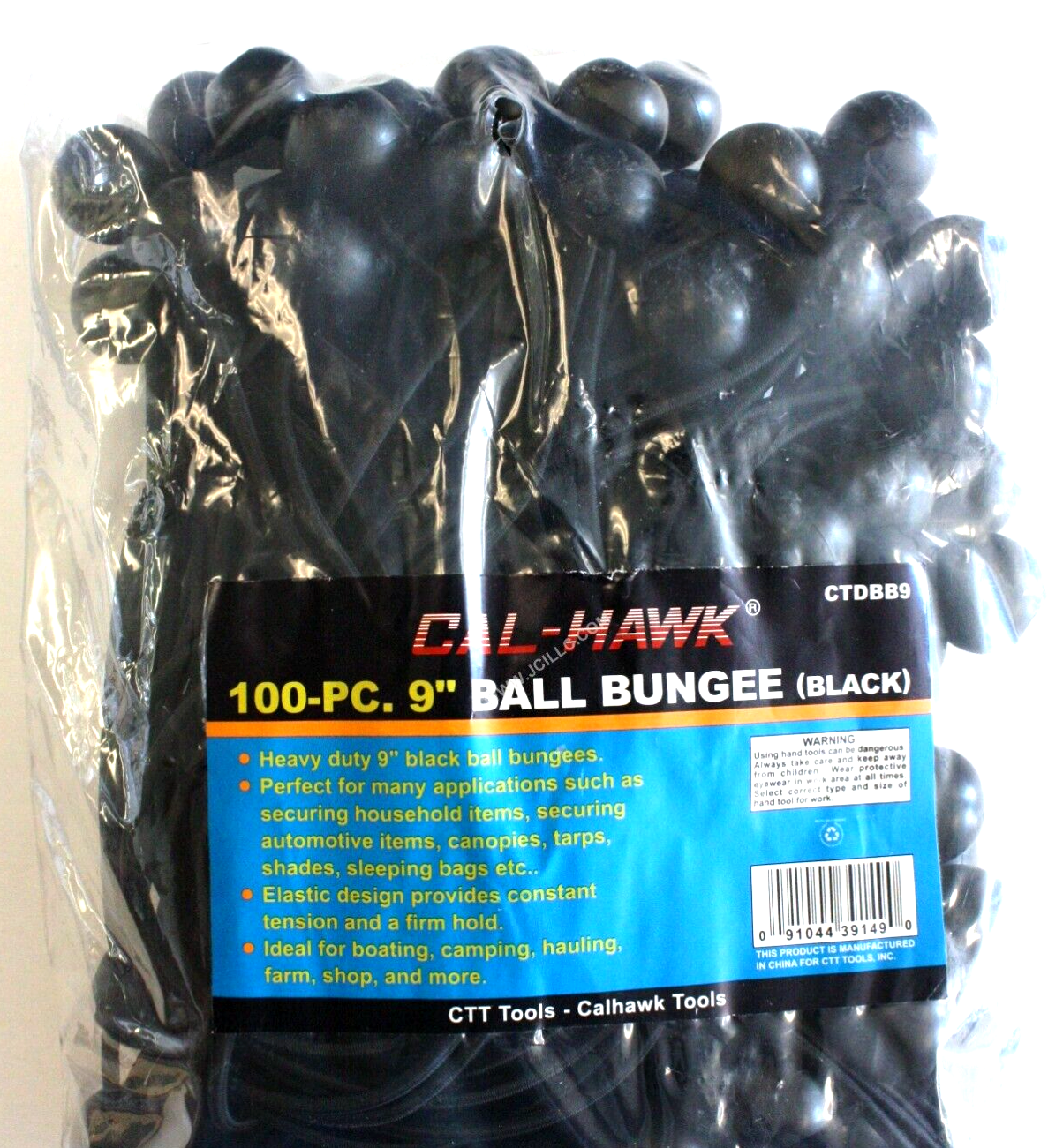 100 PC  9" Black Ball Bungee Bungie Cord Heavy Duty Canopy Tarp Tie Downs straps