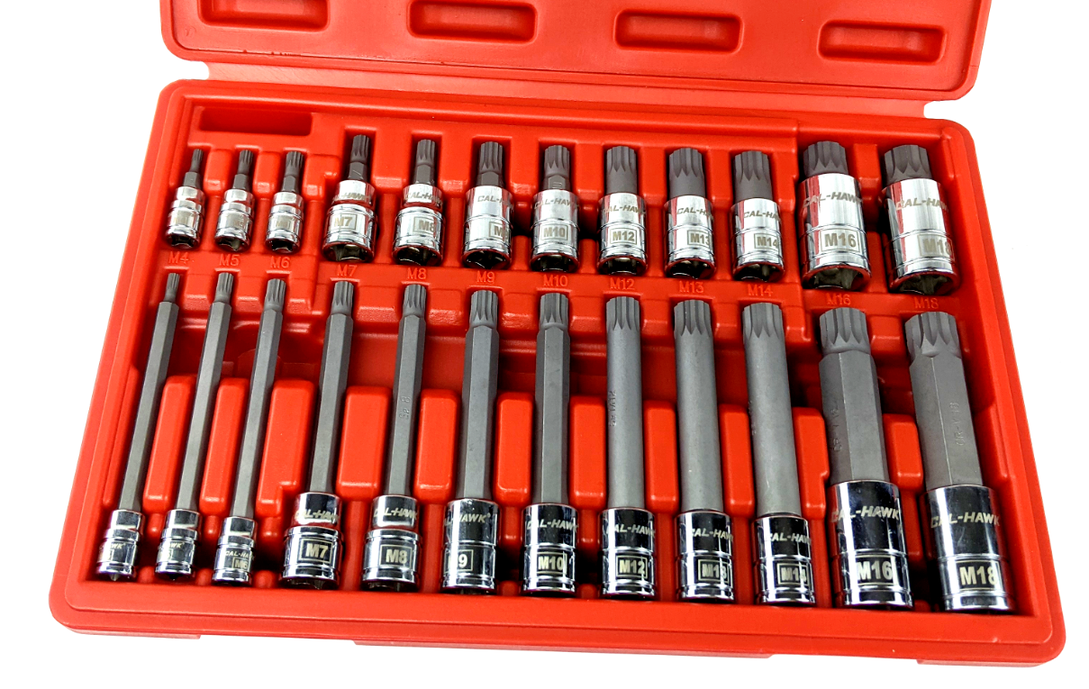 1/4 Inch / 3/8 Inch / 1/2 Inch Drive Tamper-Resistant / XZN Bit Socket Set (16-Piece)