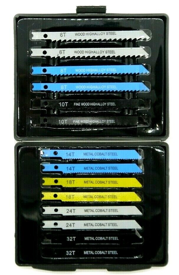 14-Pc U-Shank Jigsaw Blade Assortment Assorted Metal Wood Plastic Jig Saw Set