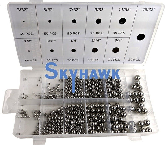 430-Pc #201 Stainless Steel Precision Chrome Ball Bearing Assortment Variety Kit