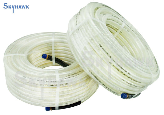 2 - 100' X 1/4" Air Hose 100 FT FLEXIBLE CLEAR PVC AIR HOSE 1/4" NPT 300 PSI