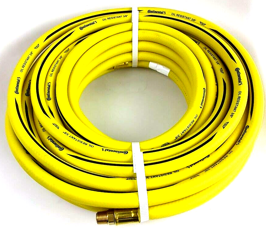 USA Continental 3/8" x 25 FT x 1/4" NPT Air Compressor Rubber Air Hose-Yellow