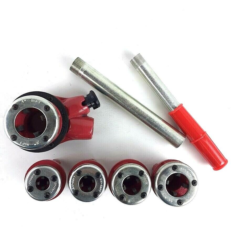 Ratchet Pipe Threader Set w/5 Stock Die Sizes(1/4"-1") And 2PC PTFE Seals tapes