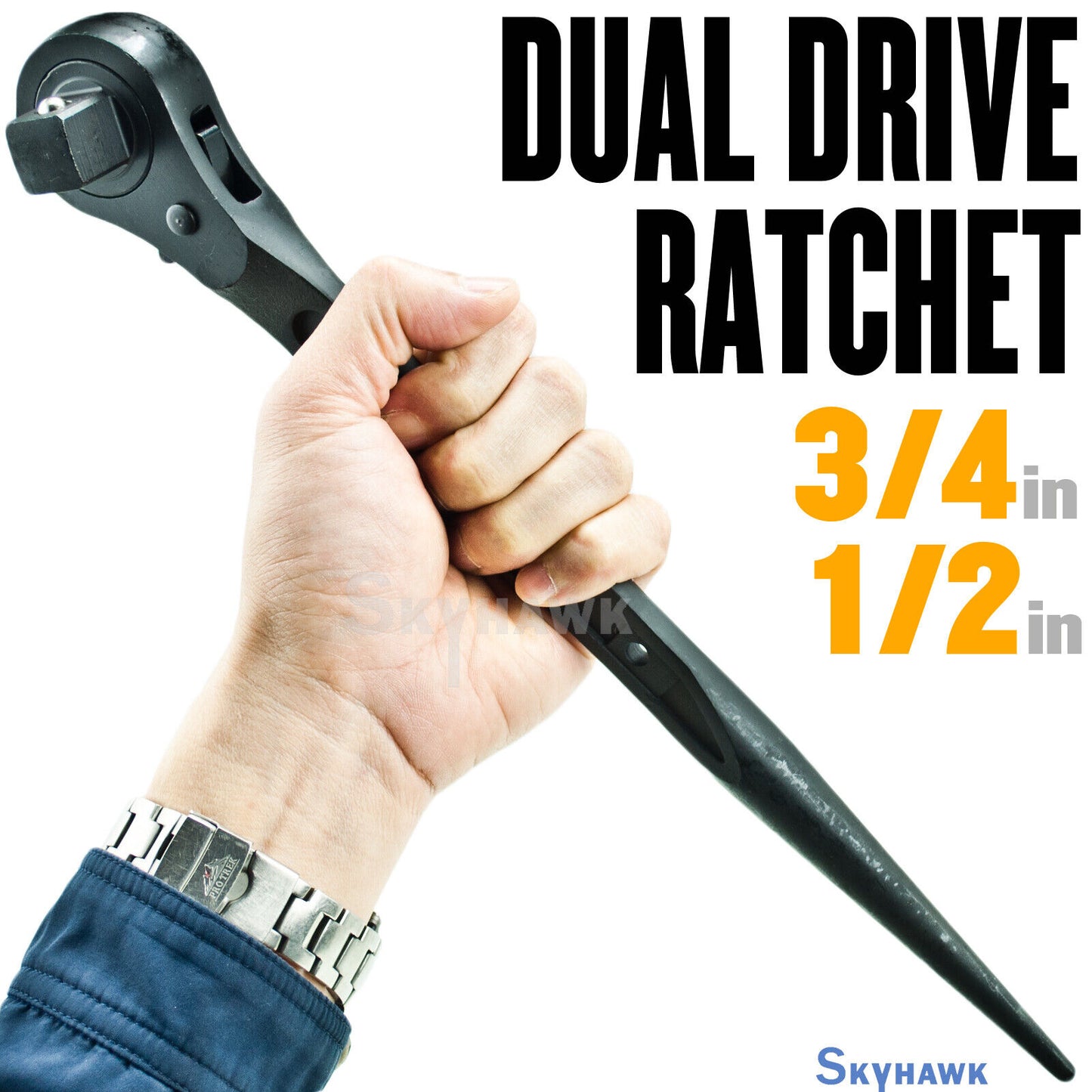 1/2" & 3/4" DUAL DRIVE RATCHET SPUD WRENCH PRO. NEW