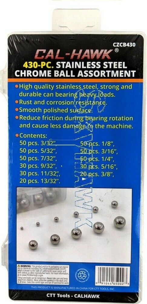 430-Pc #201 Stainless Steel Precision Chrome Ball Bearing Assortment Variety Kit