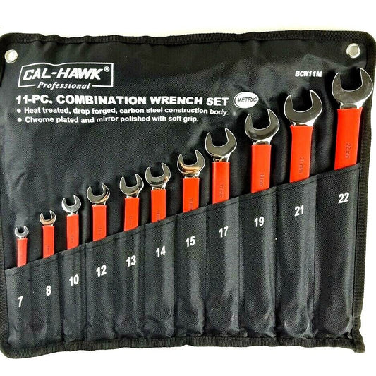 11 PC Combination Wrench Cr-O 12-Point Offset Ends Soft Grip Set (METRIC) 7-22mm