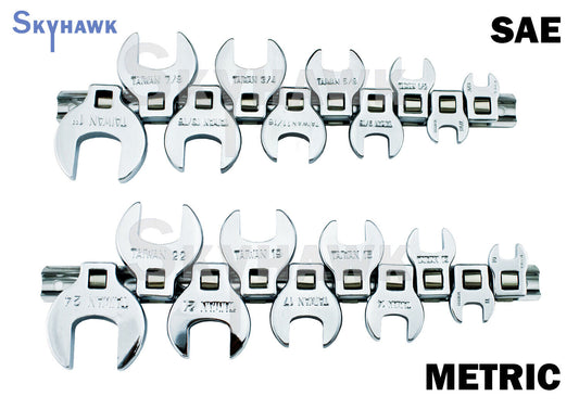 20PC 3/8 DRIVE CROWFOOT WRENCH SET WITH HOLDER - SAE+METRIC