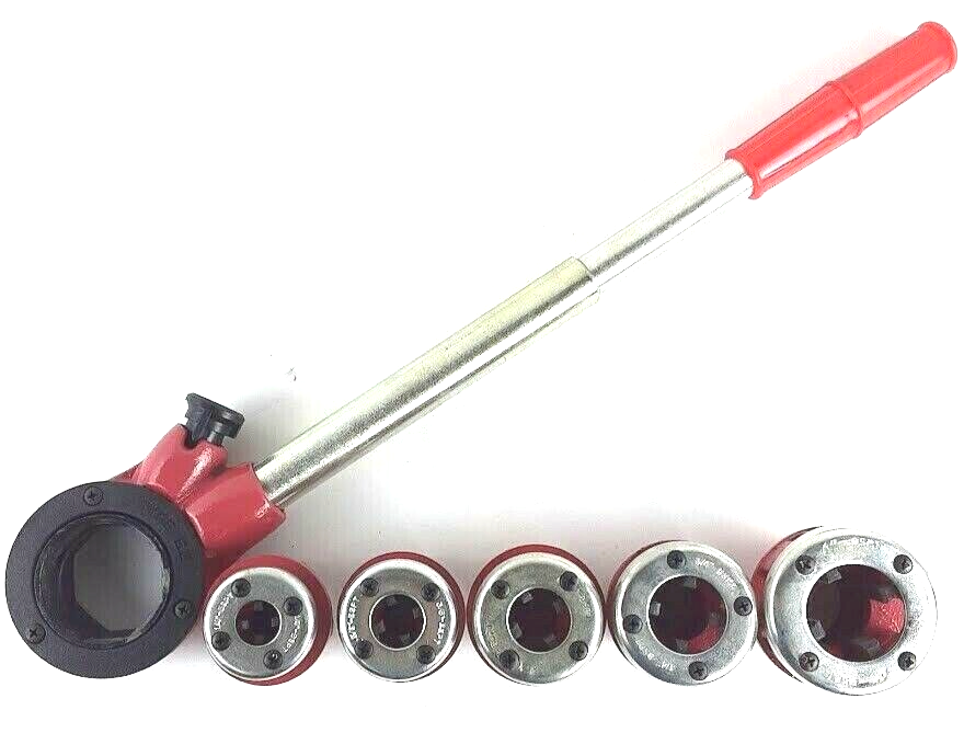 Ratchet Pipe Threader Set w/5 Stock Die Sizes(1/4"-1") And 2PC PTFE Seals tapes