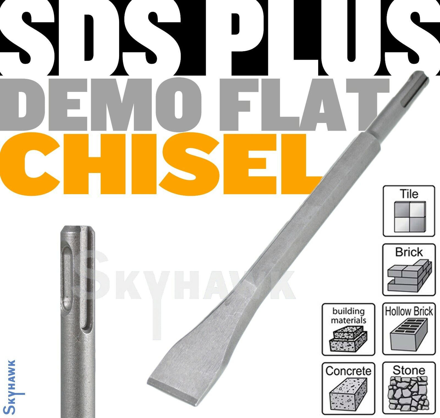 1" X 9-1/2" DEMO FLAT CHISEL (SDS PLUS) for Impact rotary jack hammer