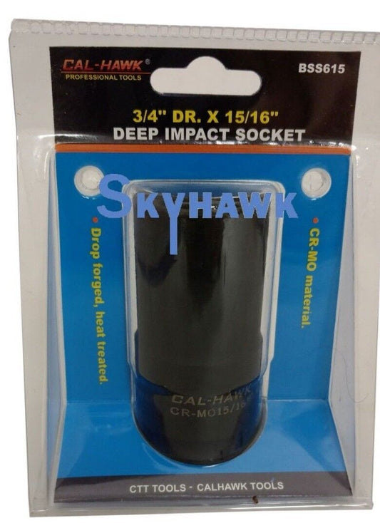 3/4" DR. X 15/16" DEEP IMPACT SOCKET 6 POINT SKTchrome vanadium CR-MO MATERIAL