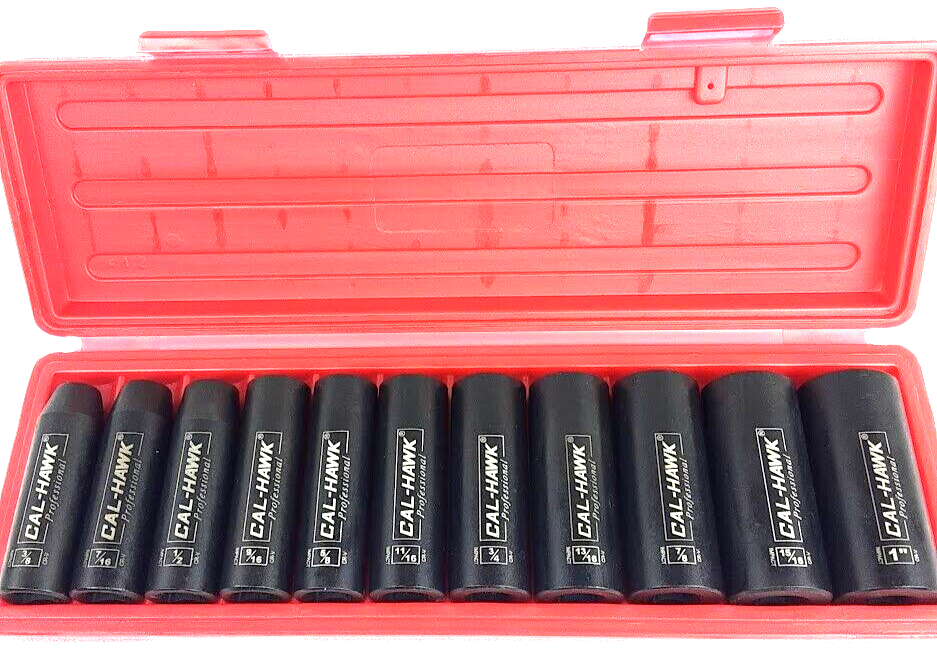 1/2 Inch Drive Deep Impact Socket Set (11-Piece - SAE) - skyhawktools