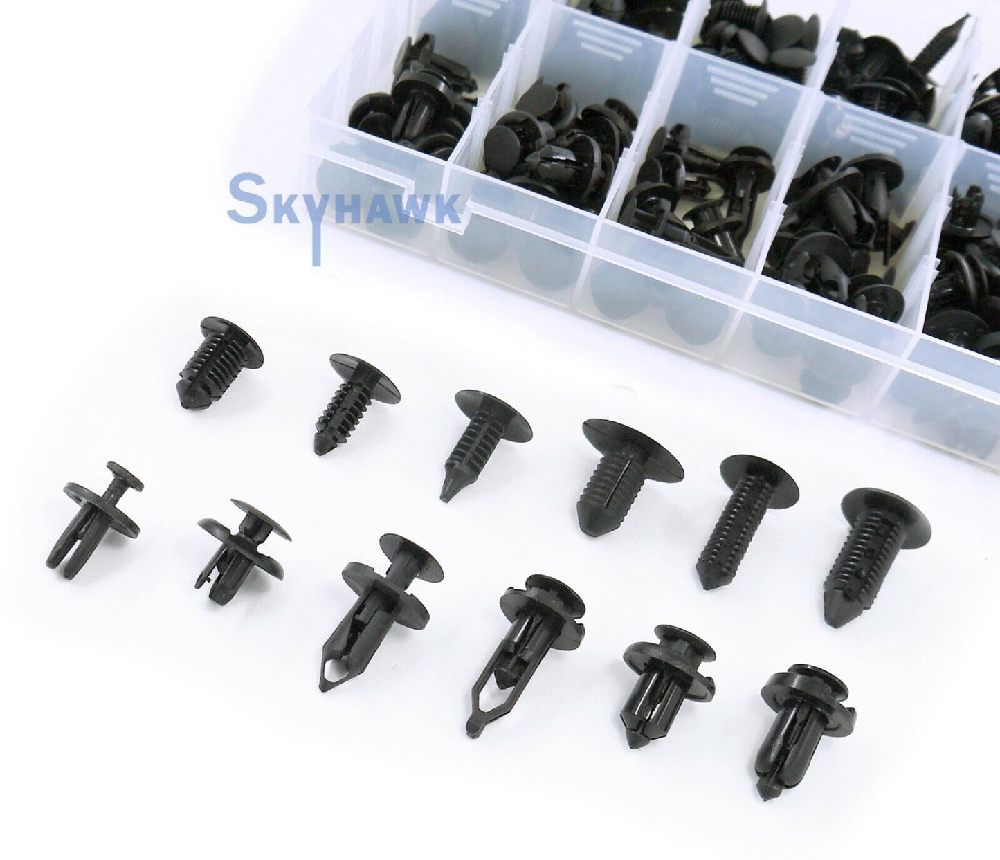 192pc Auto Shield Push Retainer Pin Rivet Trim Panel Clip Assortment Kit CAPRC19