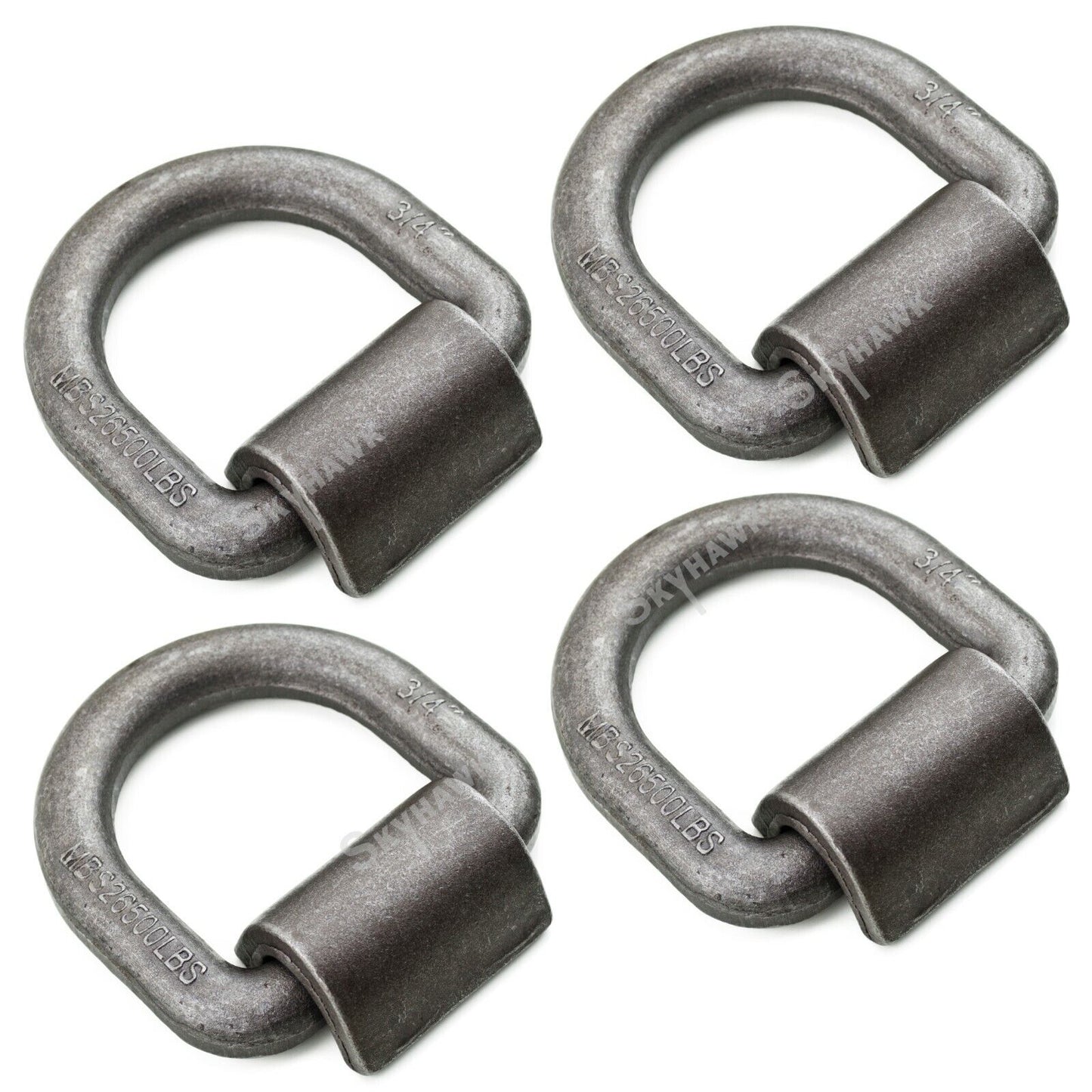 4pc 3/4" D-Ring W/ Weld-on Bracket Trailer Chain Strap Rope Tie Down