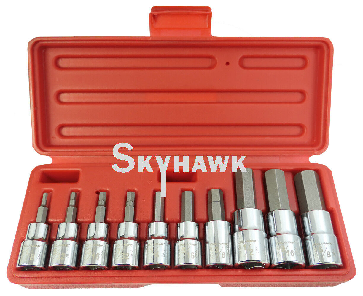 3/8 Inch / 1/2 Inch Drive Hex Bit Socket Set (10-Piece - SAE)