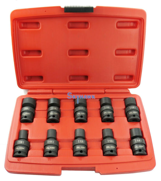 3/8 Inch Drive Universal Impact Socket Set (10-Piece - Metric) - skyhawktools