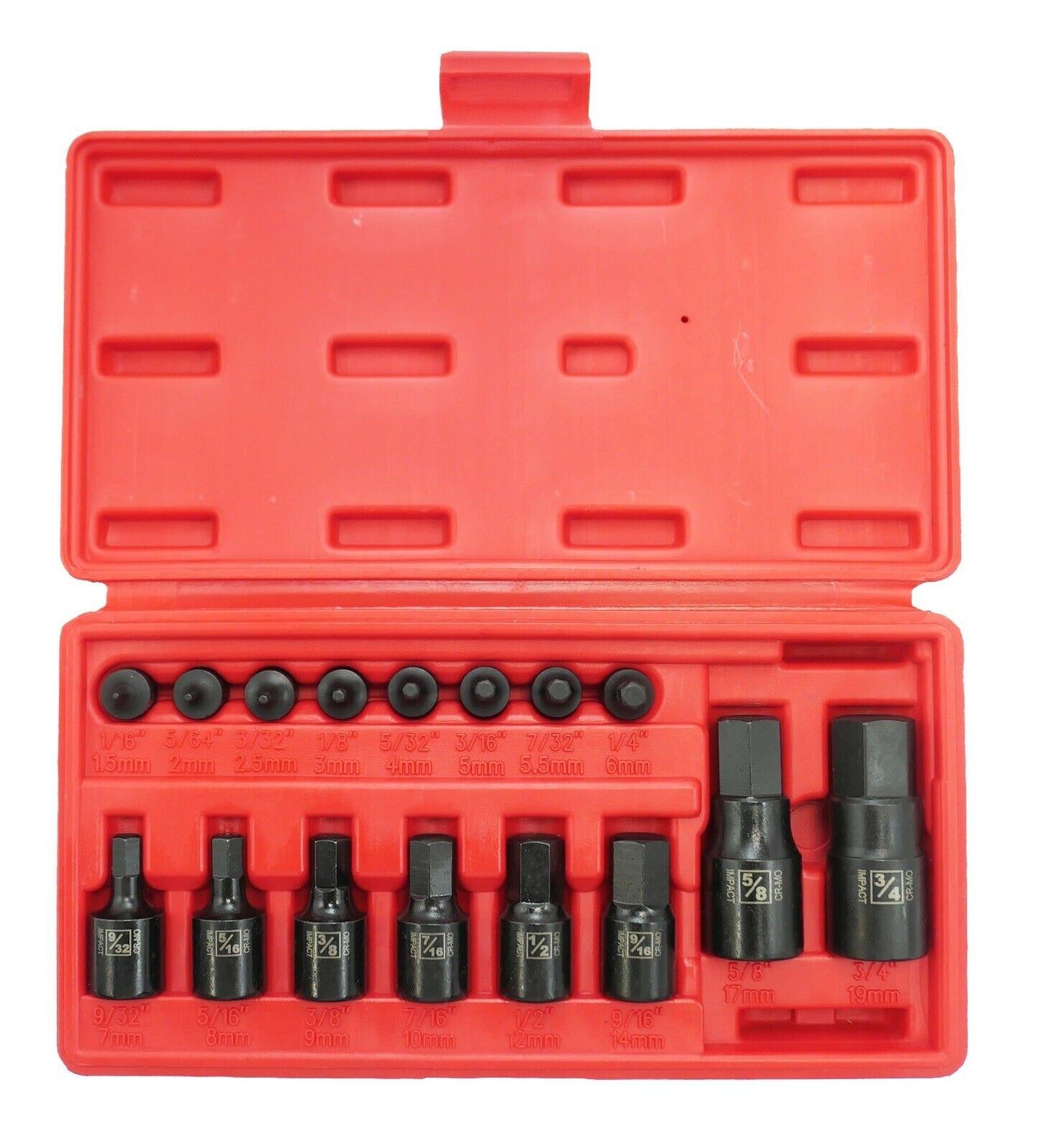 1/4 Inch / 3/8 Inch / 1/2 Inch Drive Hex Bit Impact Socket Set (16-Piece - SAE) - skyhawktools