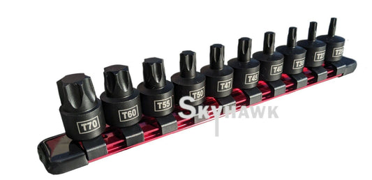 3/8 Inch Drive Low-Profile Star Bit Impact Socket Set (10-Piece - Metric)