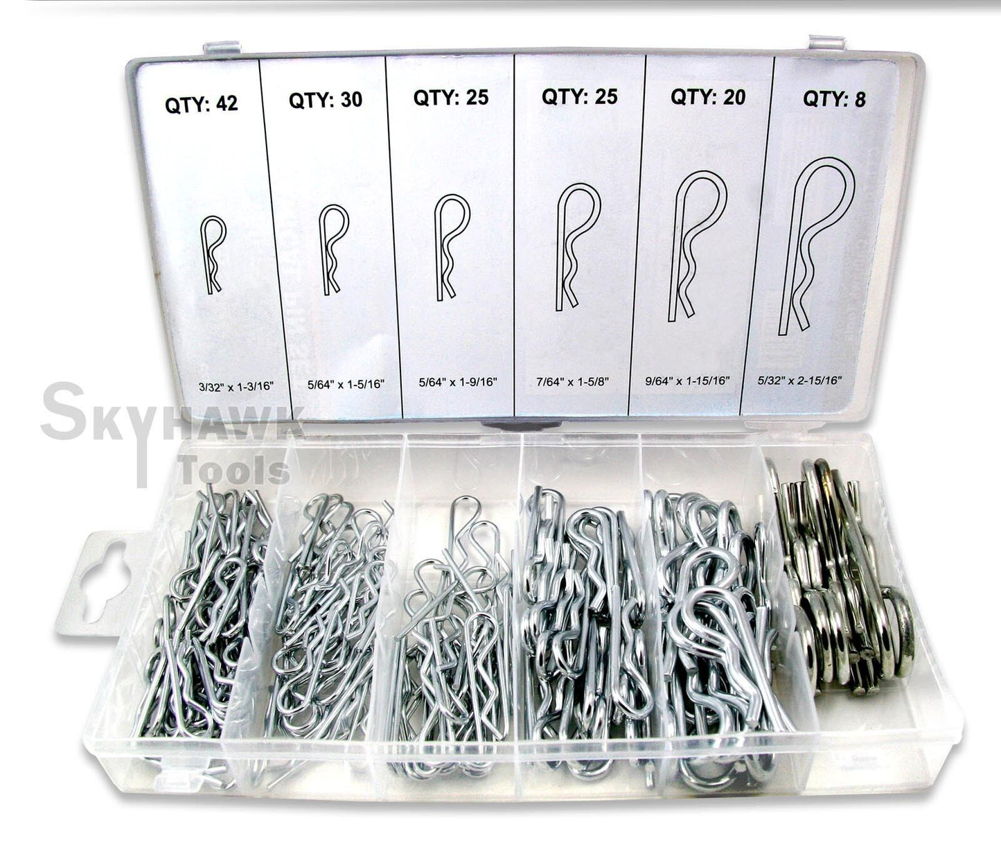 150-PC. Mechanical Hitch Hair R Cotter Pin Tractor Clip Assortment Set - skyhawktools