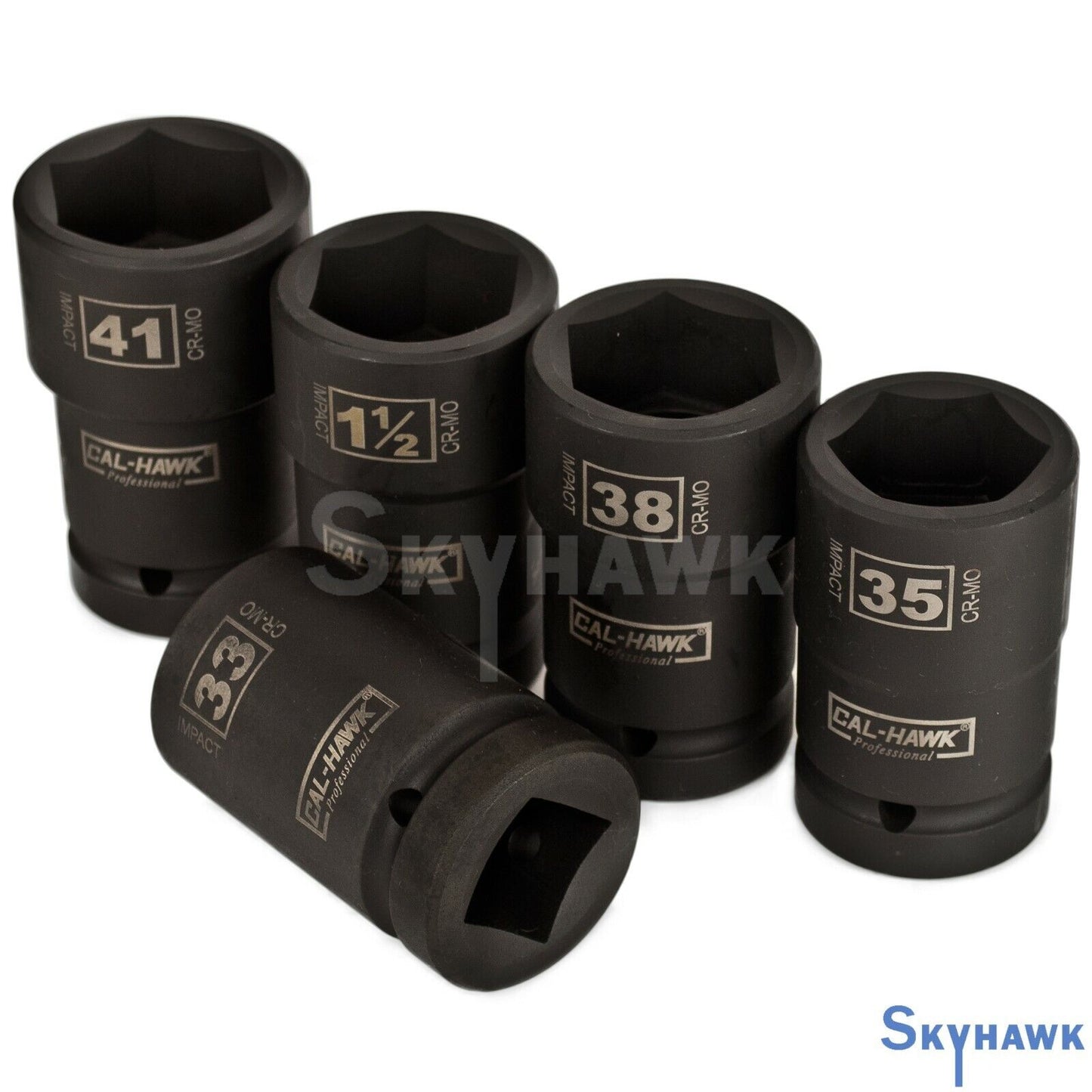 1" Drive BUDD WHEEL DEEP IMPACT SOCKET SET 5pc Metric 33, 35, 38, 41, SAE 1-1/2"