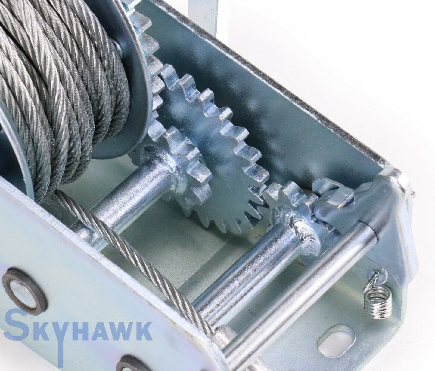 1 T 2000lb Boat Winch 10m Steel Cable w/2-Speed 8:1 + 4:1 Gear Hand Crank Towing - skyhawktools