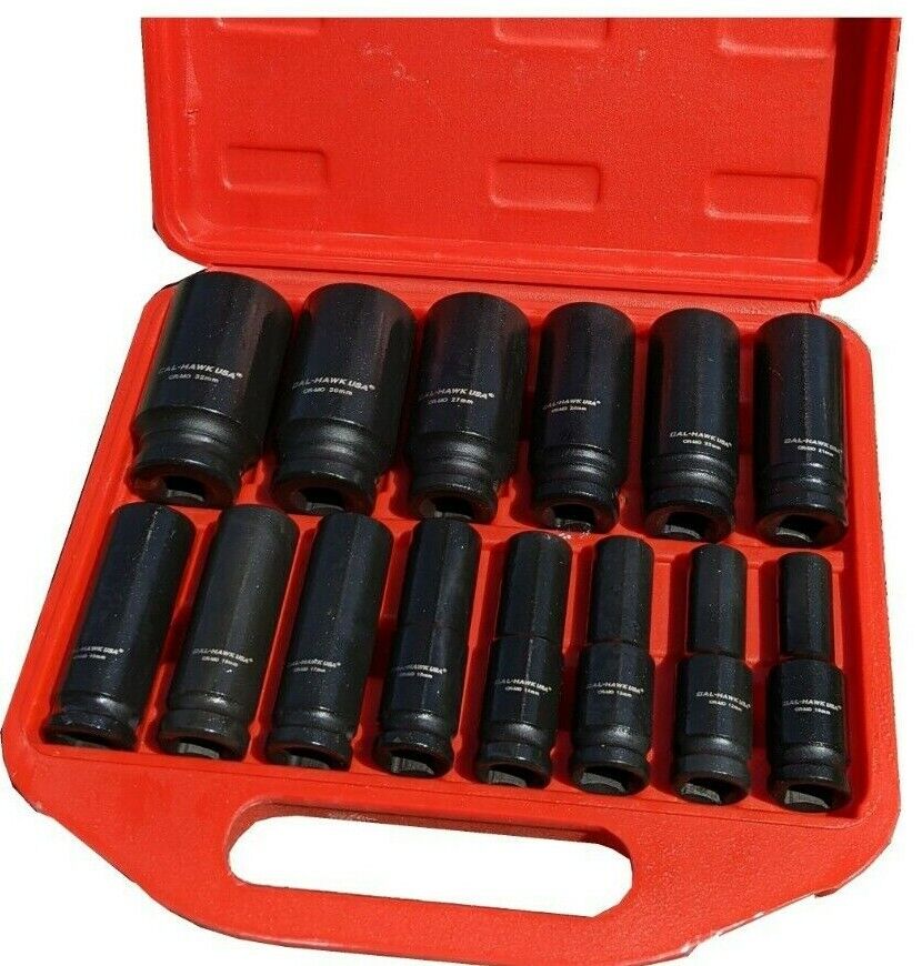 1/2 Inch Drive Deep Impact Socket Set (14-Piece - Metric) - skyhawktools