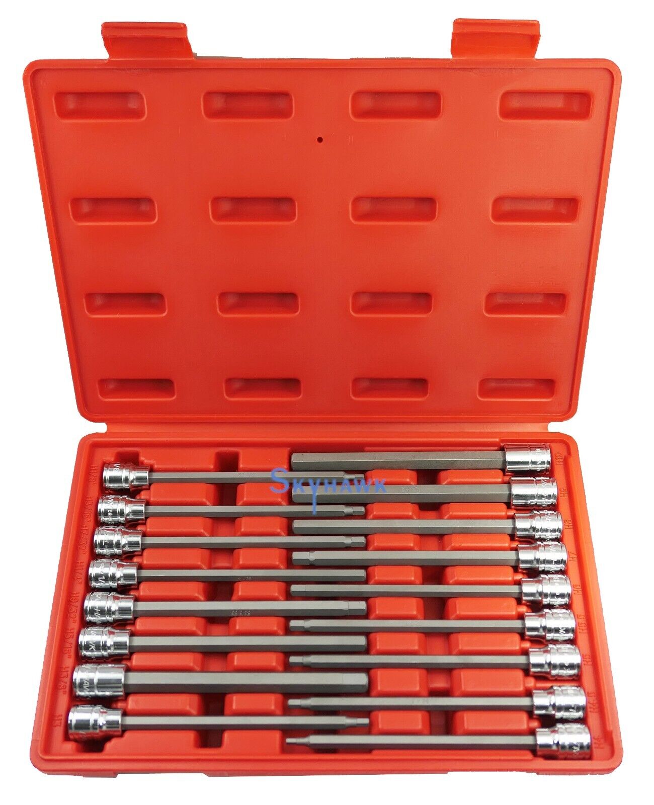 3/8 Inch Drive Long Hex Bit Socket Set (17-Piece - SAE / Metric)