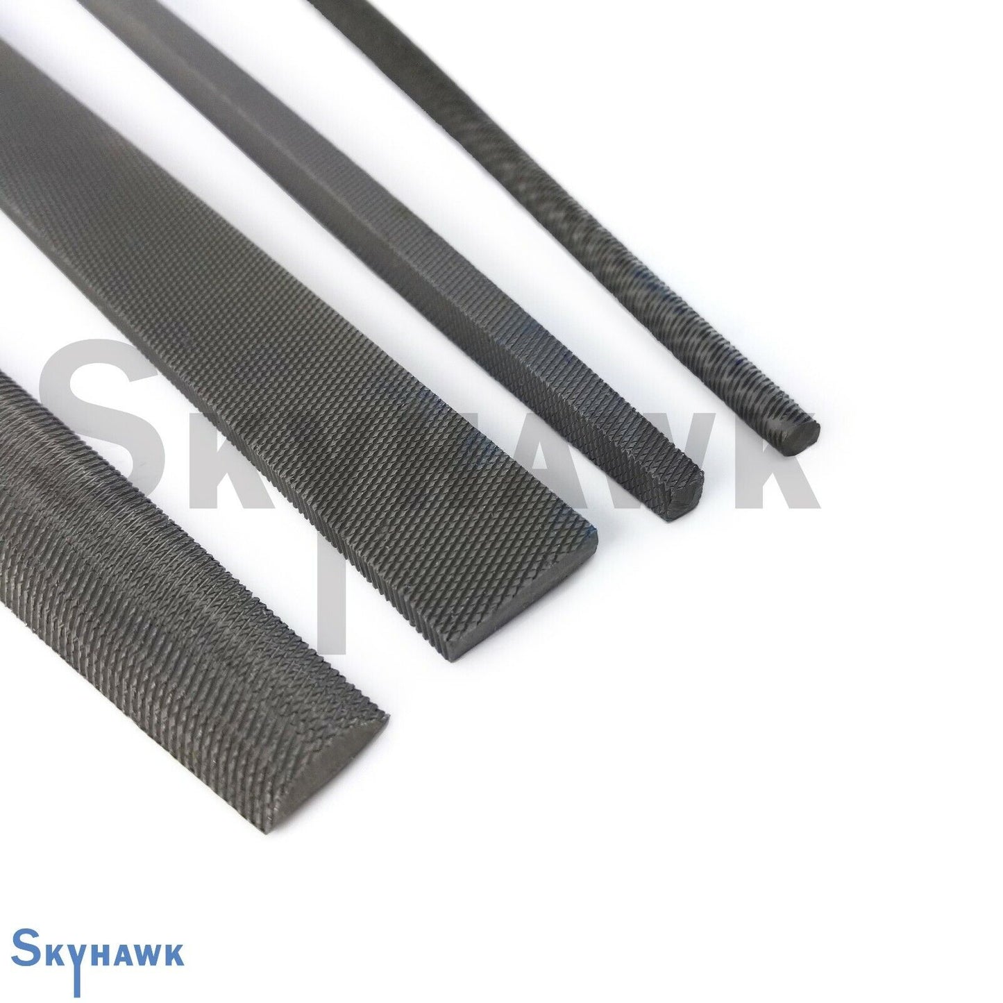 4 Pc 8" Metal & Wood File Set Double Bastard Cut Flat Square Round Half Round