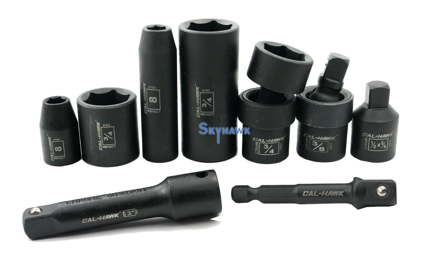 3/8 Inch Drive Deep / Standard Impact Socket Set (67 Piece - SAE / Metric) - skyhawktools