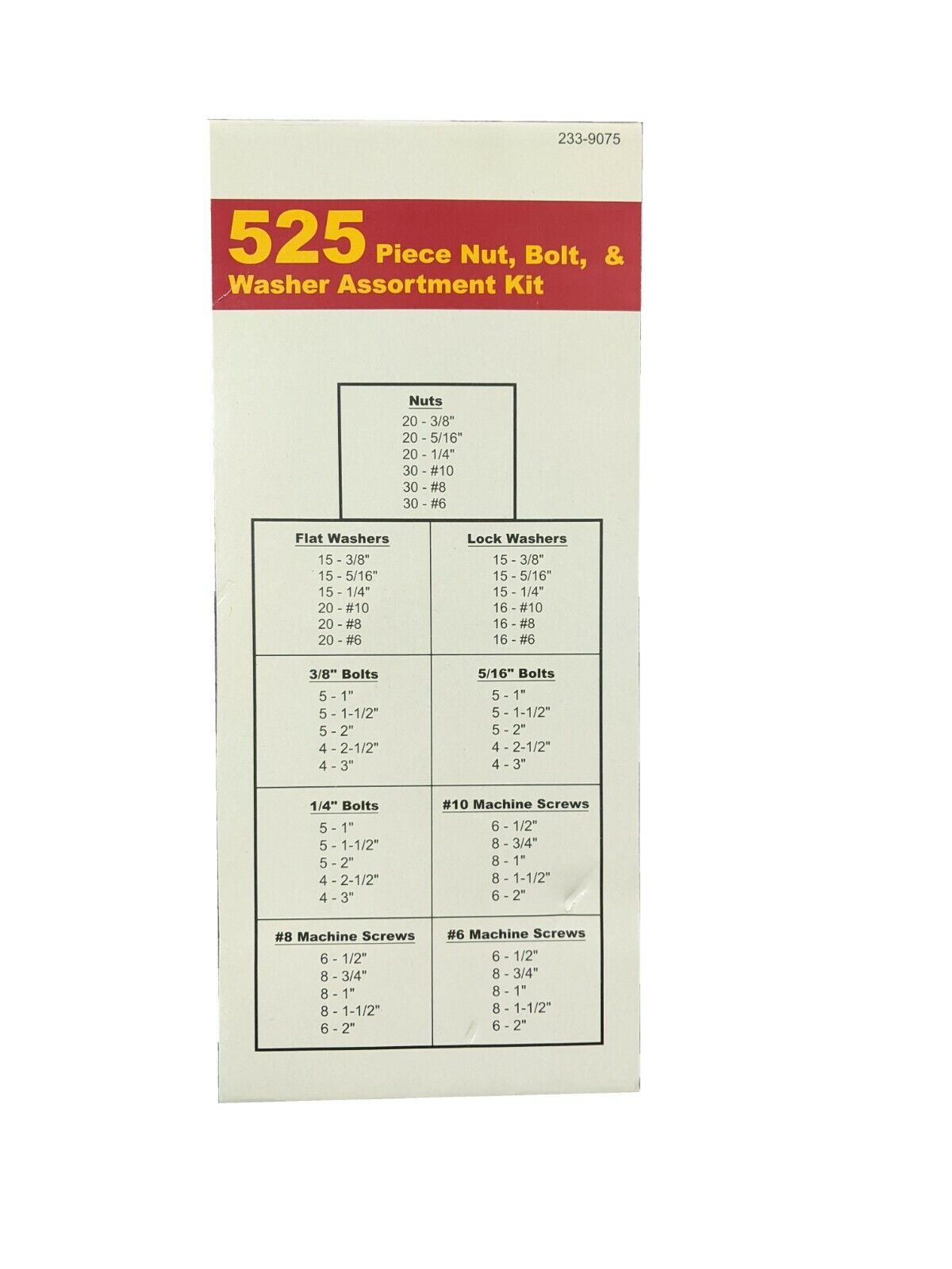 Cal-Hawk 525 pc Nut & Bolt Assortment - skyhawktools