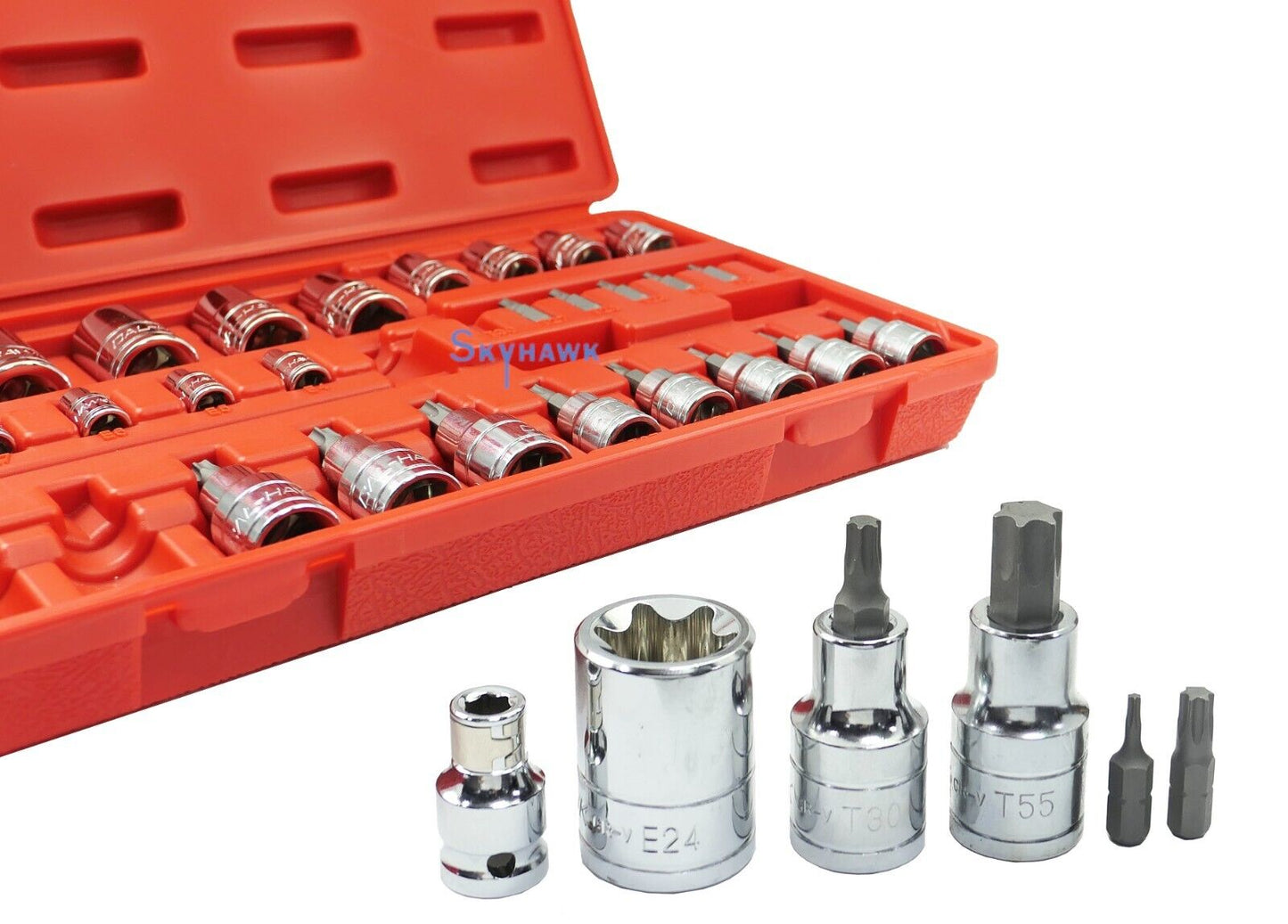 1/4 Inch / 3/8 Inch / 1/2 Inch Star Bit / External Star Socket Set (32-Piece)