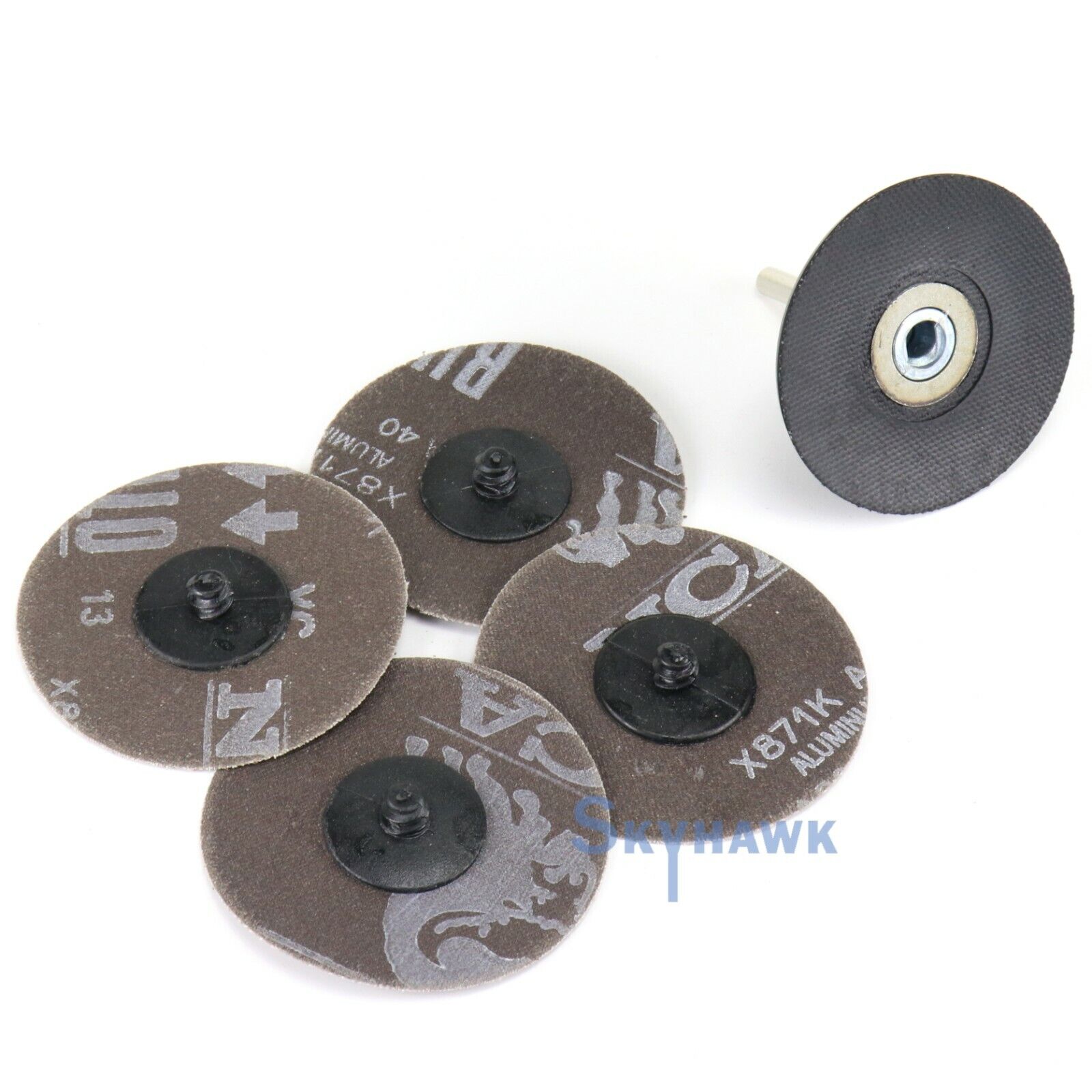 3" Roloc Surface Sanding Roll Lock Discs with Mandrel 40 60 80 100 Grits - skyhawktools