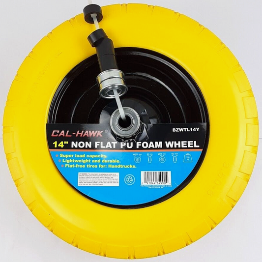 14"Non Flat PU Foam Wheel Hub Steel Super Load Capacity 5/8" Axle For Handtrucks