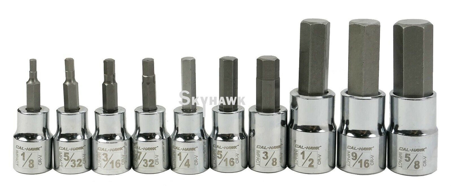 3/8 Inch / 1/2 Inch Drive Hex Bit Socket Set (10-Piece - SAE)