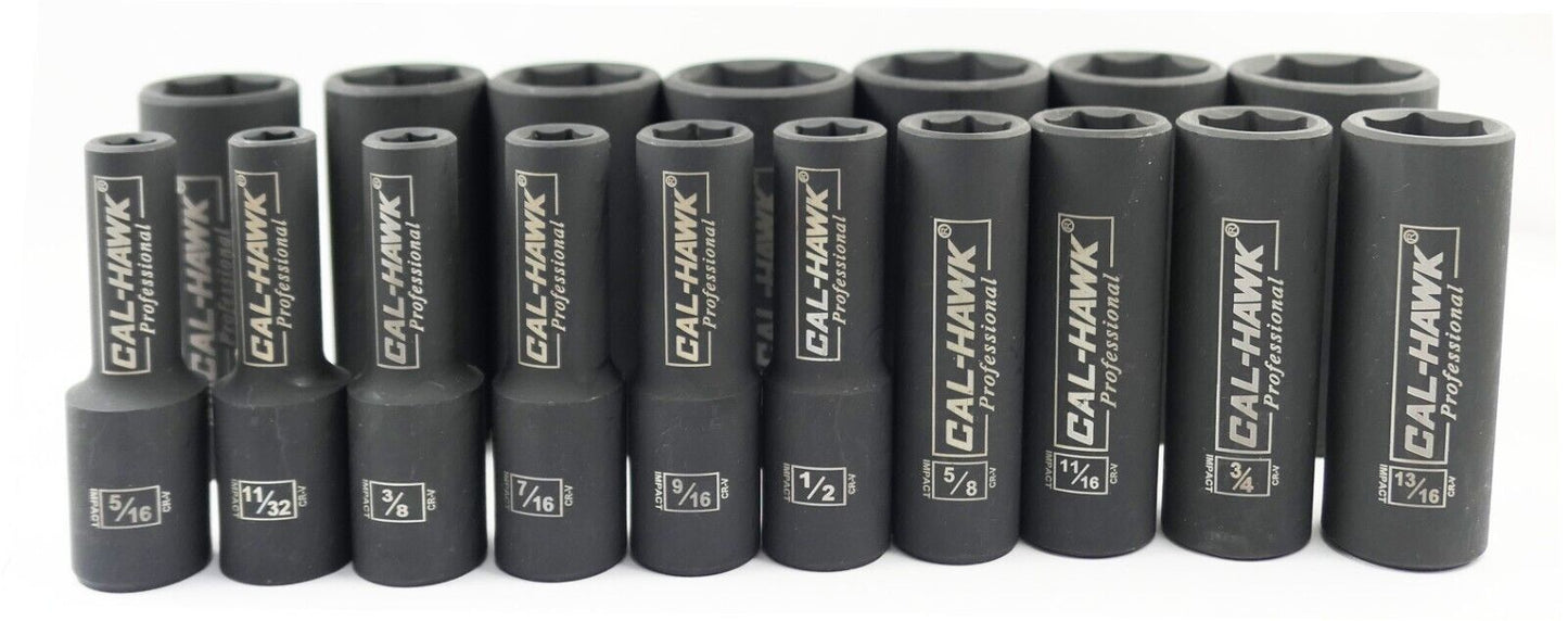 1/2 Inch Drive Deep Impact Socket Set (17-Piece - SAE) - skyhawktools